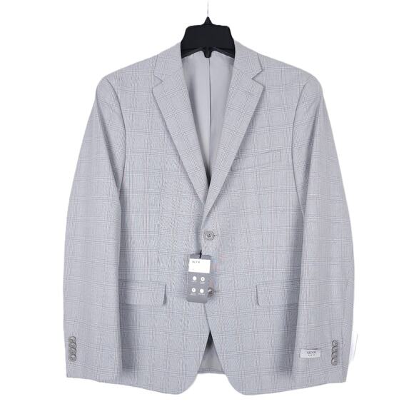 Alfani Men's Slim-Fit Tech Stretch 2-Piece Suit Light Grey Plaid 40R 32x32 NWT - Picture 2 of 13